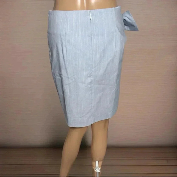 NWT ANN TAYLOR LOFT Coastal Blue Pencil Skirt Bow Front Back Zip Lined Sz 2 XS - Picture 4 of 11